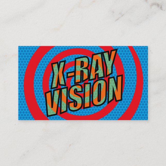 Cartão De Visita Diversão X-RAY VISION Livro de quadrinhos retrô (Frente)
