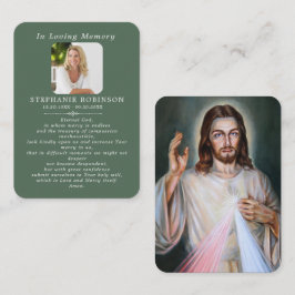 Cartão De Visita Divine Mercy Catholic Sage Green Prayer Card