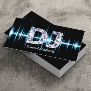 Cartão De Visita DJ Blue Sound Waves Professional Deejay Music