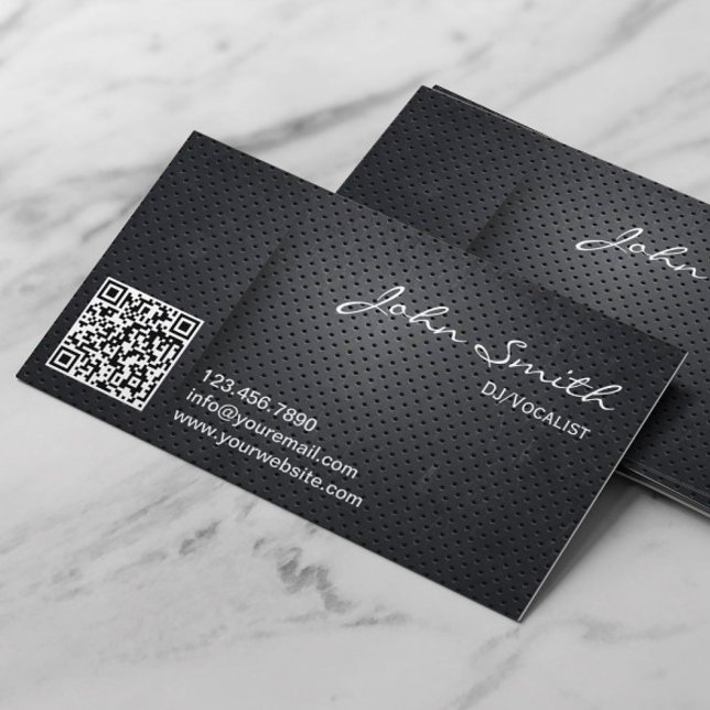 Cartão De Visita DJs Music Deejay Black Metal QR Code (Criador carregado)