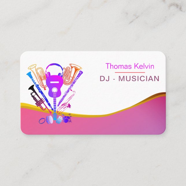 Cartão De Visita DJs Music Instruments Organizer Rainbow (Frente)