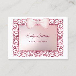 Cartão de visita do arco de quadro brilhante rosa