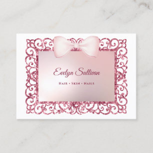 Cartão de visita do arco de quadro brilhante rosa
