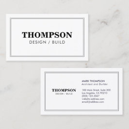 Cartão de visita do arquiteto Black White Professi