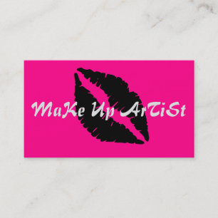 Cartão de visita do artista de maquiagem rosa e p