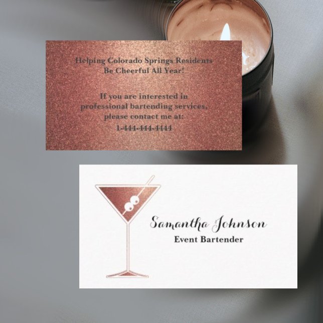 Cartão de visita do barman de eventos de brilho Do (Criador carregado)