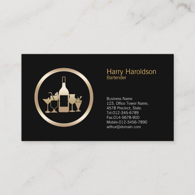 Cartão de visita do barman do íon dos coquetéis (Frente)