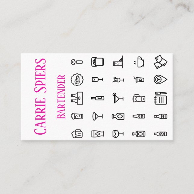 Cartão de visita do barman dos eventos (Frente)