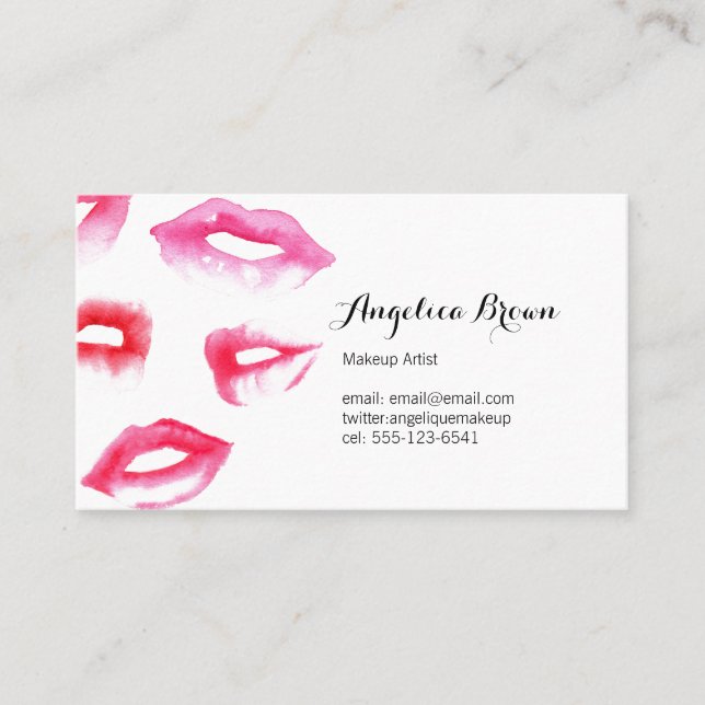 Cartão de visita do batom da aguarela (Frente)