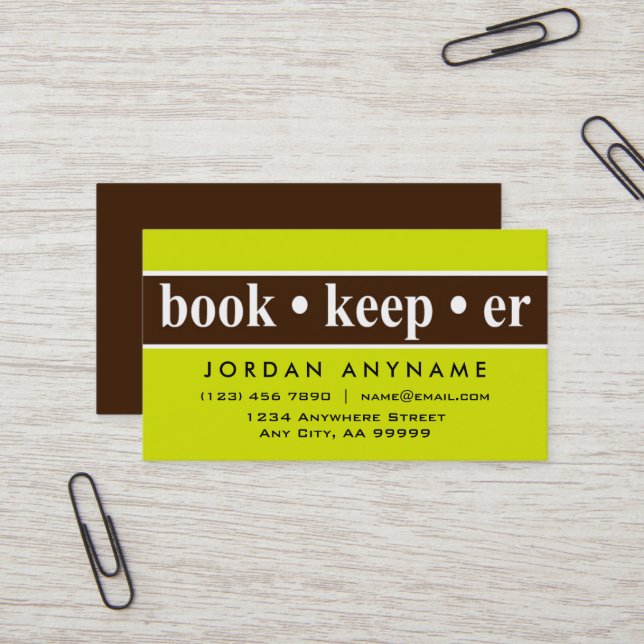 Cartão de visita do Bookkeeper (Frente/Verso In Situ)