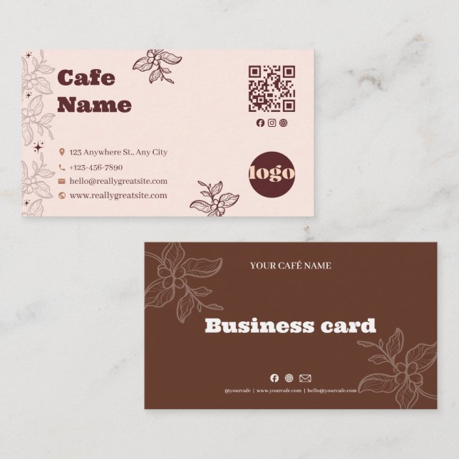 Cartão de Visita do Café Boho Coffee (Frente/Verso)