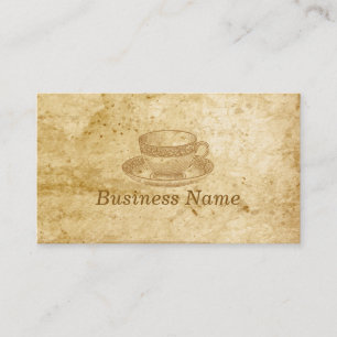 Cartão de visita do café do copo de chá do vint