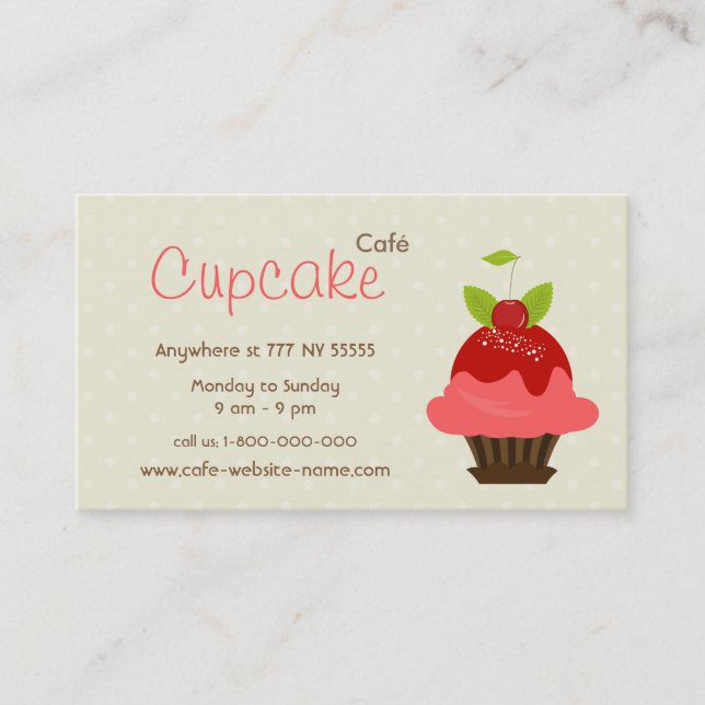Cartão de visita do café do cupcake (Frente)
