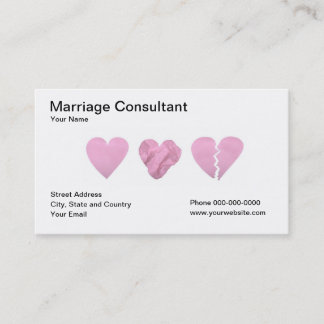 Cartão de visita do consultante do casamento