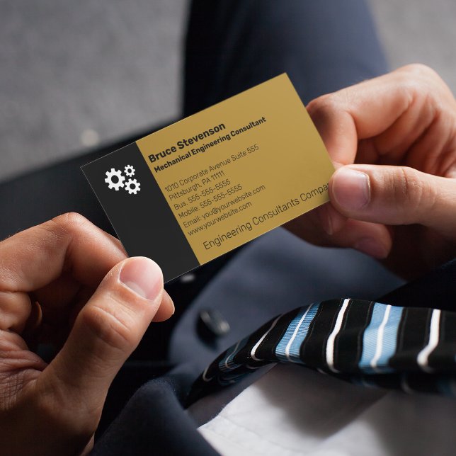 Cartão de visita do consultor de engenharia mecâni (Criador carregado)