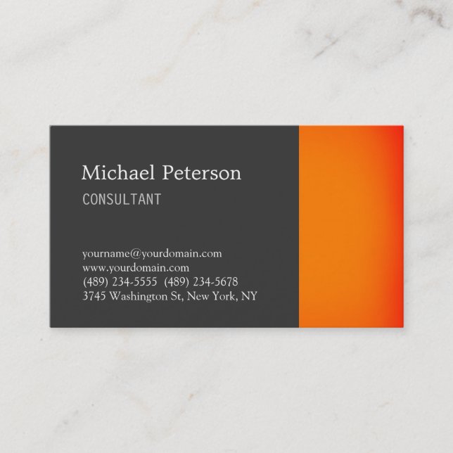 Cartão de visita do consultor laranja da Cinza na  (Frente)