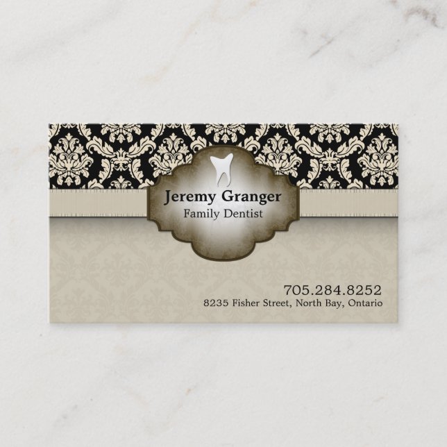 Cartão de visita do dentista - bege Brown do (Frente)