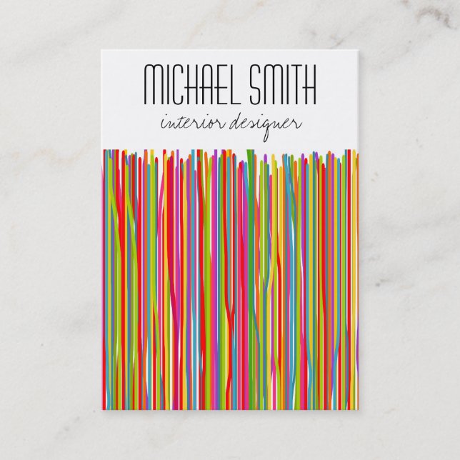 Cartão de visita do Designer de Interior Colorido  (Frente)