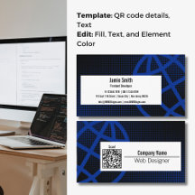 Cartão de visita do Designer de Web Azul Profissio
