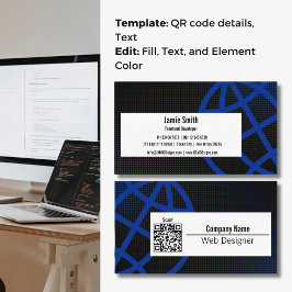 Cartão de visita do Designer de Web Azul Profissio