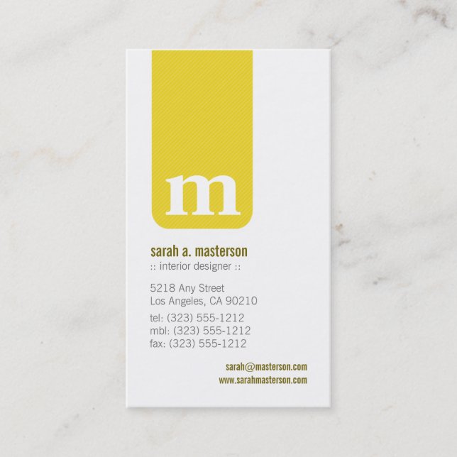 Cartão de visita do Designer Monograma Simples (am (Frente)