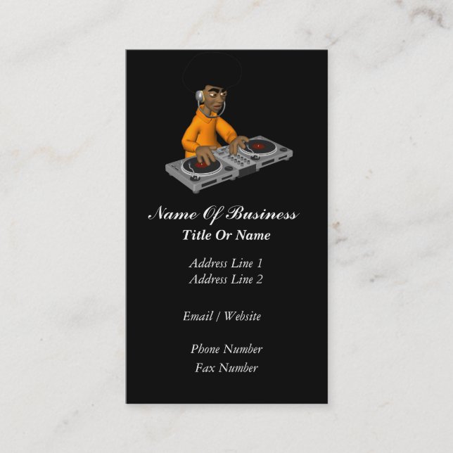 Cartão de visita do disco-jóquei (Frente)