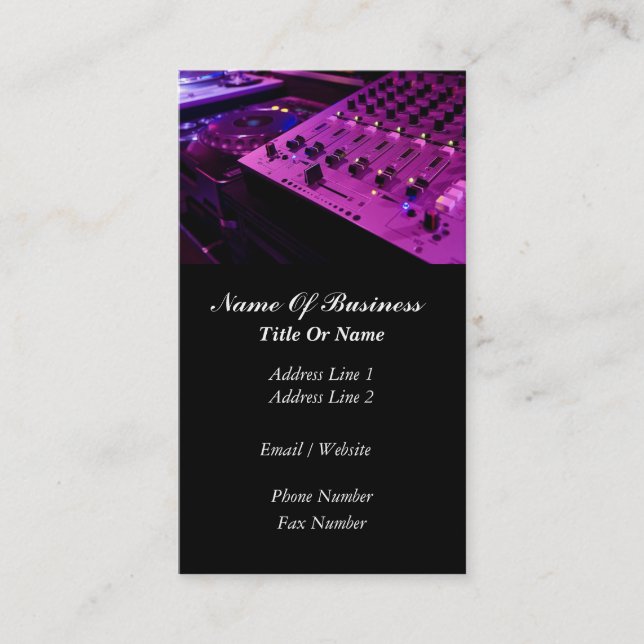 Cartão de visita do disco-jóquei (Frente)