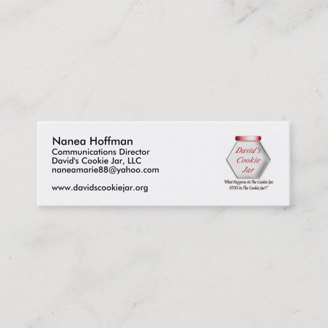 Cartão de visita do frasco de biscoito (Frente)