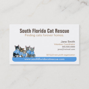 Cartão De Visita Do gato do salvamento azul Tagline do lucro não
