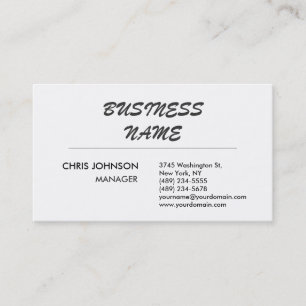 Cartão de visita do Gestor Branco Preto de Script 