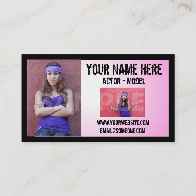 Cartão de visita do Headshot do ator do Grunge (Frente)