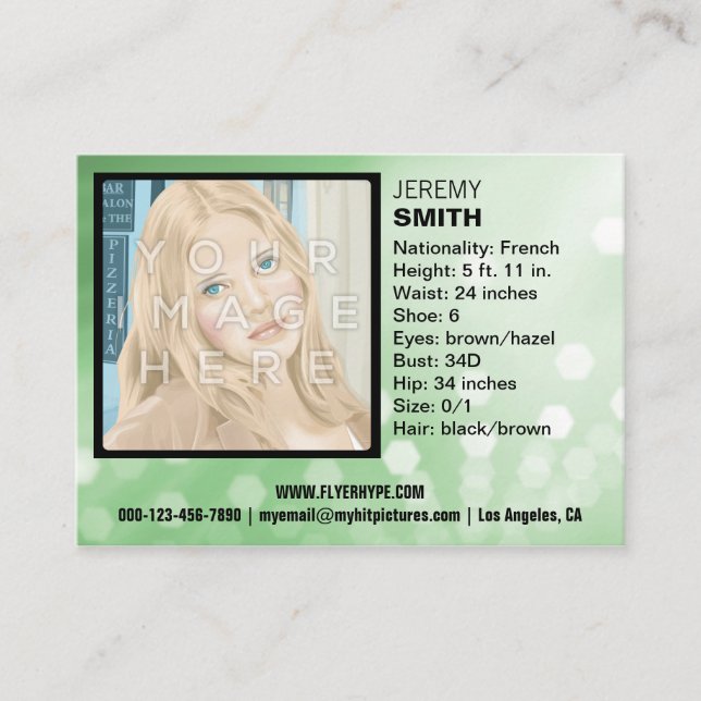 Cartão de visita do Headshot do fulgor do verde da (Frente)