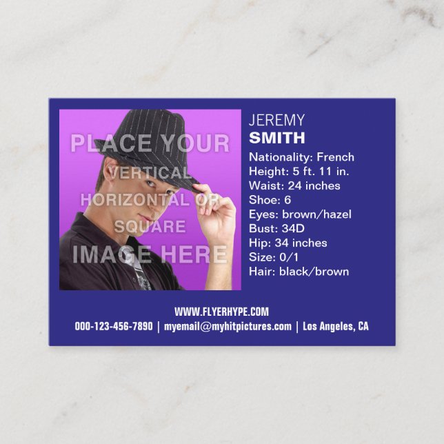 Cartão de visita do Headshot do fulgor dos azuis (Frente)