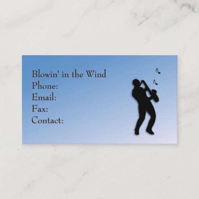 Cartão de visita do jogador saxofone (Frente)