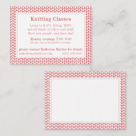 CARTÃO DE VISITA do KNIT de LINHA VERMELHA "Classe