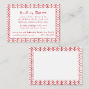 CARTÃO DE VISITA do KNIT de LINHA VERMELHA "Classe