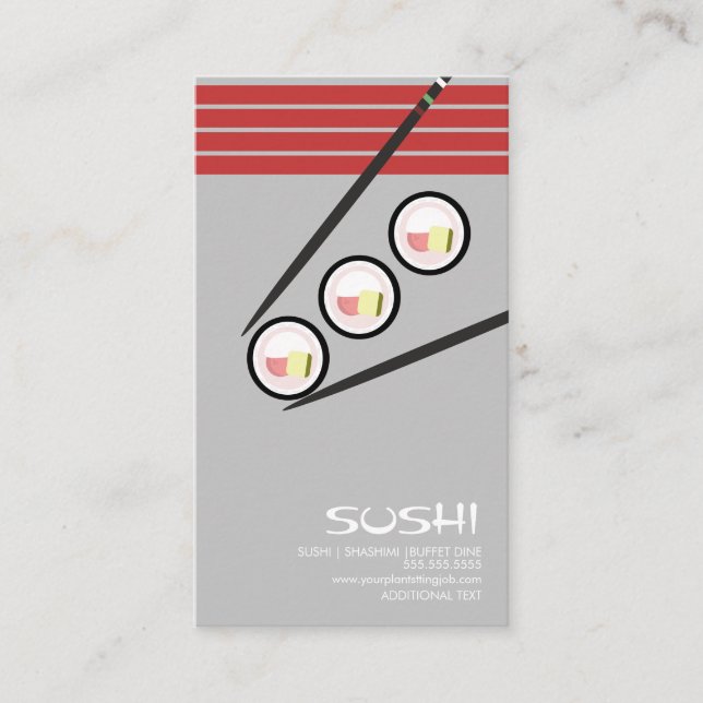Cartão de visita do logotipo Sushi asiático Hibach (Frente)
