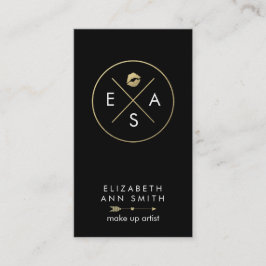 Cartão de visita do maquilhador - ouro chique e