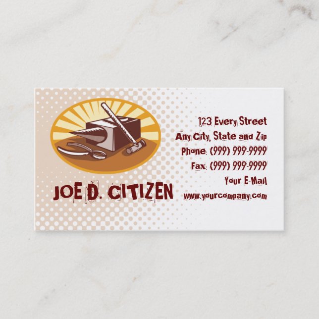 cartão de visita do martelo do ferreiro (Frente)