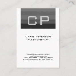 Cartão de visita do Monograma Branco Preto Vertica
