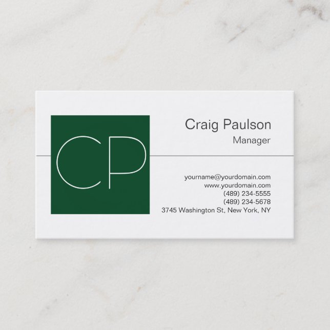 Cartão de visita do Monograma Verde da Floresta Br (Frente)