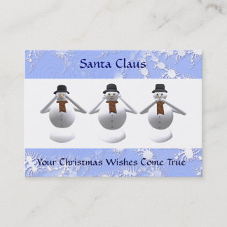 Cartão de visita do Natal de 3 bonecos de neve &