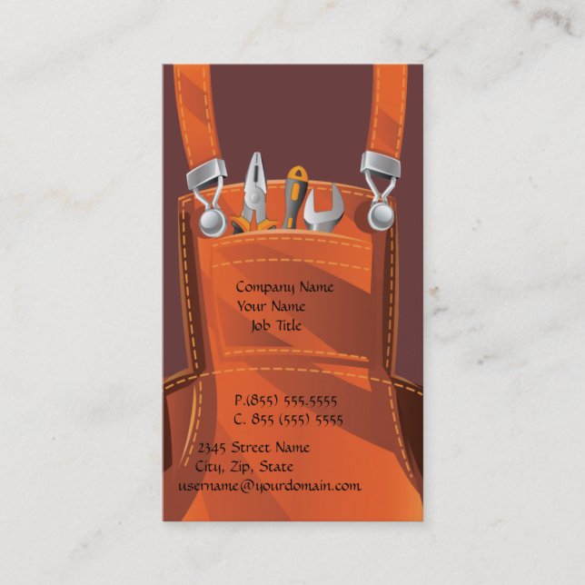 Cartão de visita do negócio do trabalhador manual (Frente)