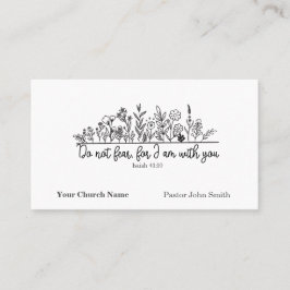 Cartão De Visita Do Not Fear Bible Verse Floral Doodle Church