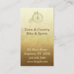 Cartão de visita do ouro da bicicleta