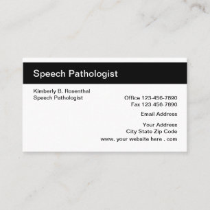 Cartão de visita do patologista de discurso