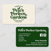 Cartão de Visita do Pete's Perfect Gardens