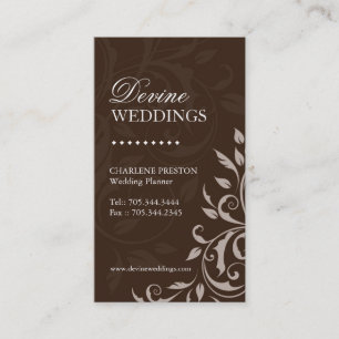 Cartão de visita do planejador do casamento