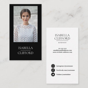 Cartão De Visita Do preto modelo do dançarino do ator meios brancos