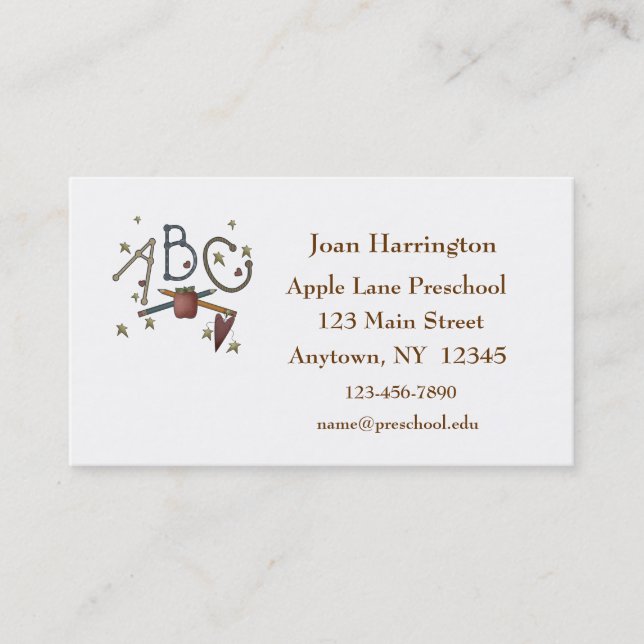 Cartão de visita do professor das estrelas de ABC (Frente)